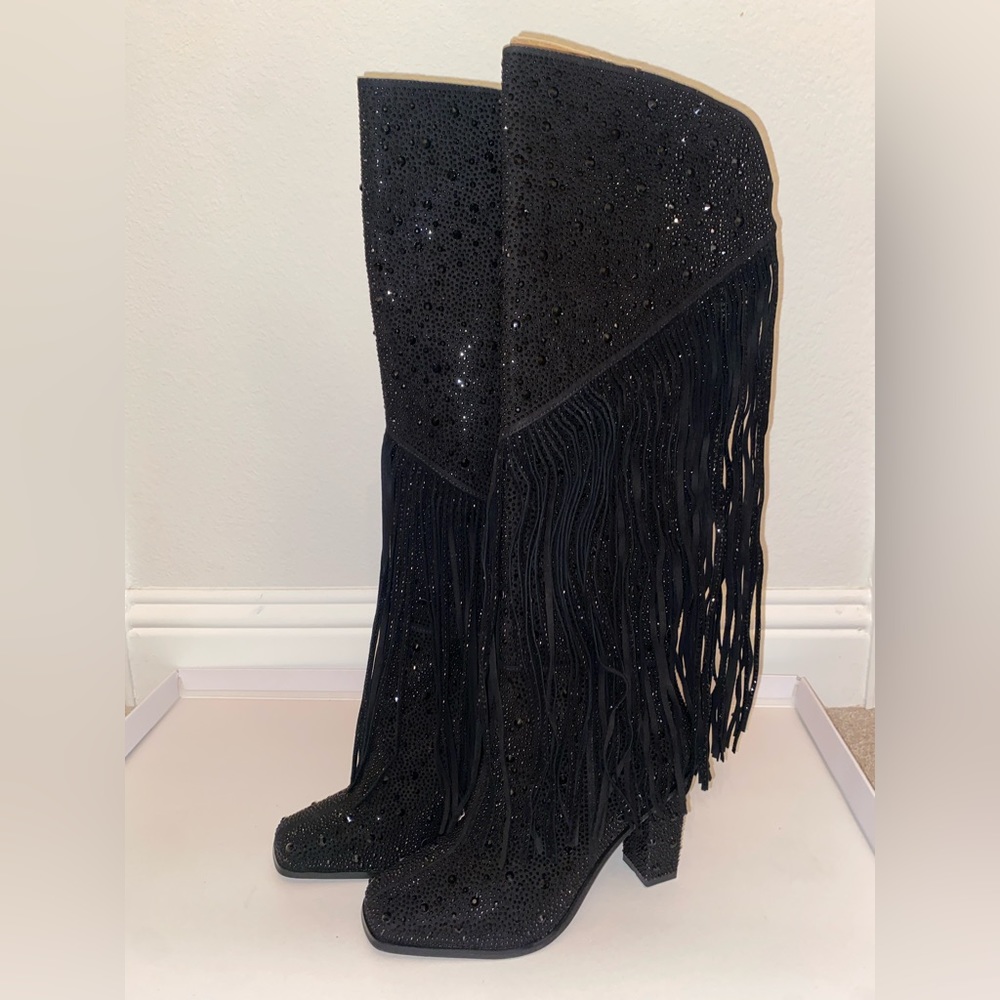 Jessica Simpson Fringe Rhinestone Boots